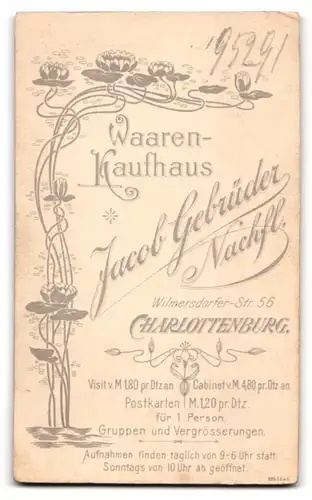 Fotografie Jacob Gebrüder Nachf., Charlottenburg, Wilmersdorferstrasse 56, Junge Dame im bestickten Kleid