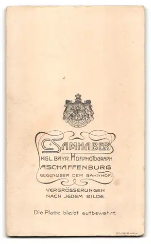 Fotografie C. Samhaber, Aschaffenburg, Junge in edlem Anzug und grossen Augen