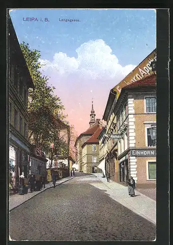 AK Leipa / Ceska Lipa, Strassenblick in die Langegasse