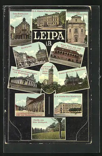AK Leipa / Ceska Lipa, Restaurant am Kahlenberg, Cafe-Restaurant Union