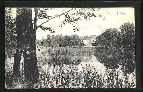 AK Stirin, Blick auf Haus am See