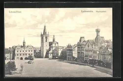 AK Leitmeritz / Litomerice, Marktplatz mit Kirche