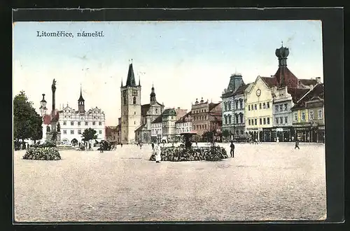 AK Leitmeritz / Litomerice, Hauptplatz mit Kirche