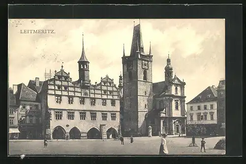 AK Leitmeritz / Litomerice, Blick auf die Kirche