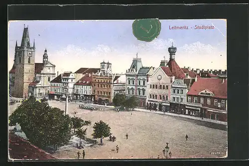 AK Leitmeritz / Litomerice, Stadtplatz mit Geschäften