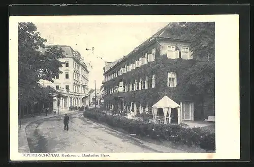 AK Teplitz Schönau / Teplice, Kurhaus und Deutsches Haus