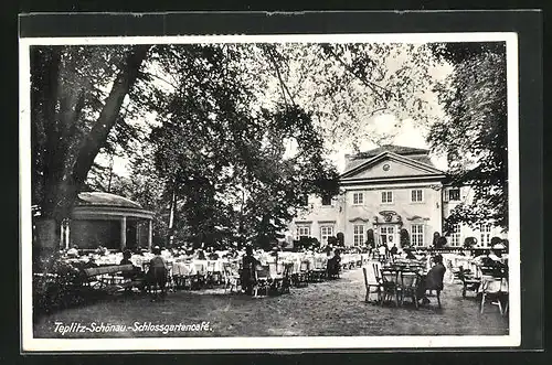 AK Teplitz Schönau / Teplice, Schlossgarten Cafe