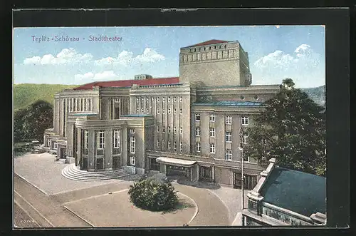 AK Teplitz Schönau / Teplice, Blick aufs Stadttheater