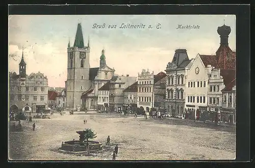 AK Leitmeritz / Litomerice, Kirche am Marktplatz