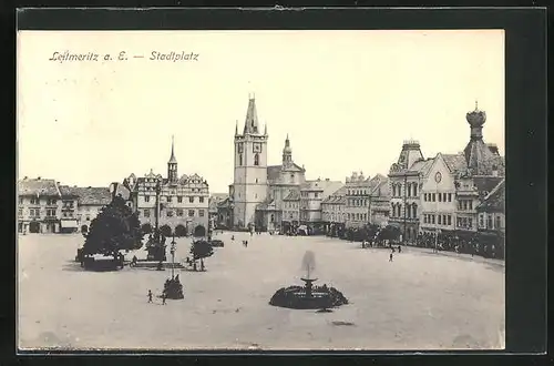 AK Leitmeritz / Litomerice, Brunnen auf dem Stadtplatz