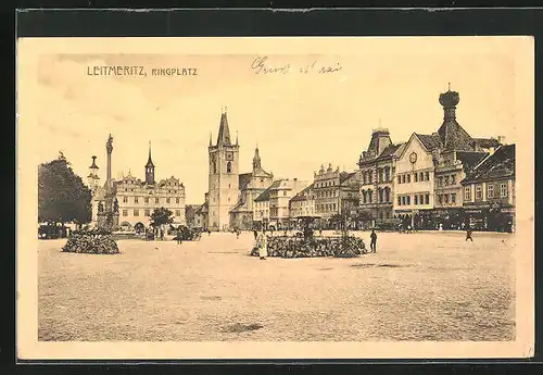 AK Leitmeritz / Litomerice, Brunnen auf dem Ringplatz