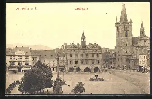 AK Leitmeritz / Litomerice, Cafe Habsburg am Stadtplatz