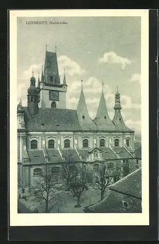 AK Leitmeritz / Litomerice, Blick auf Stadtkirche