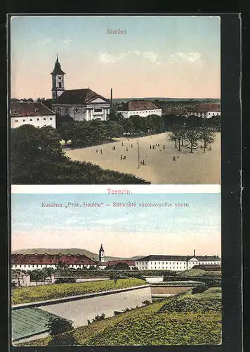 AK Theresienstadt / Terezin, Námesti, Kasárna Prok. Holého