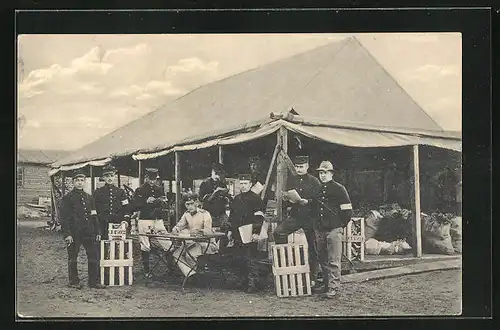 AK Lichtenhorst, Kriegsgefangenen-Lager, Soldaten vor Zelt