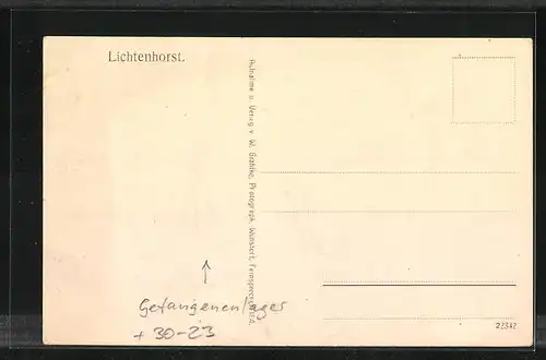 AK Lichtenhorst, Kriegsgefangenen-Lager, Soldaten vor Zelt