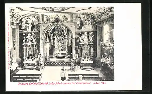 AK Marialinden /Ottersweier, Innenansicht der Wallfahrtskirche