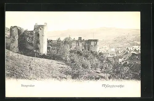 AK Münstereifel, Burgruine mit Blick auf Stadt