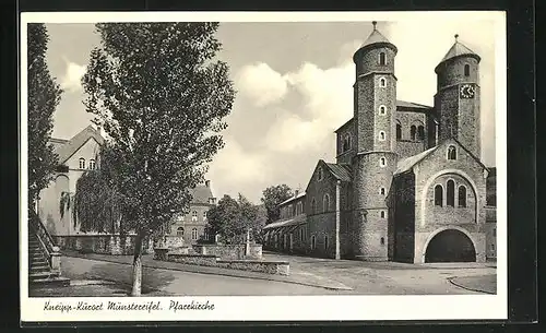 AK Münstereifel, Strassenpartie mit Pfarrkirche