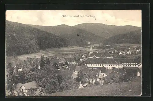 AK Günterstal /Freiburg, Ortsansicht mit Hügellandschaft