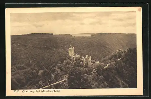 AK Manderscheid, Oberburg aus der Vogelschau
