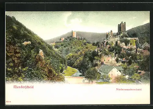 AK Manderscheid /Eifel, Niedermanderscheid mit Ruinen