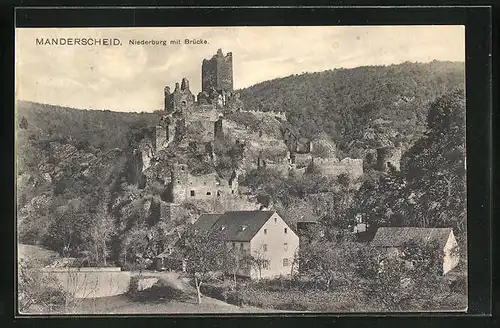AK Manderscheid, Niederburg mit Brücke