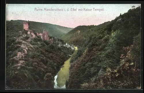 AK Manderscheid, Ruine mit Kaiser Tempel