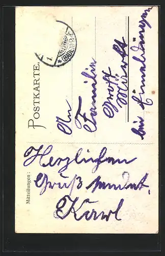 AK Karlsruhe, Totalansicht des Scheffeldenkmals