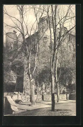 AK Münstereifel, Ansicht der Burgruine von der Wertherstrasse