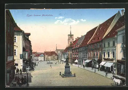 AK Eger, Passanten auf dem unteren Marktplatz