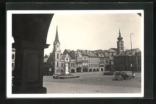 AK Trautenau / Trutnov, Marktplatz mit Kirche