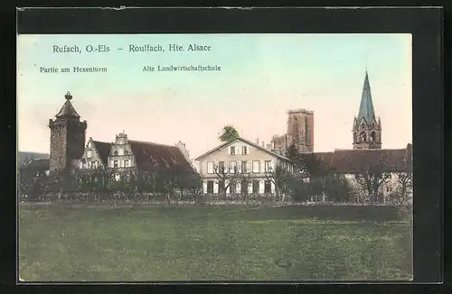 AK Rouffach /Alsace, Partie am Hexenturm, Alte Landwirtschaftsschule
