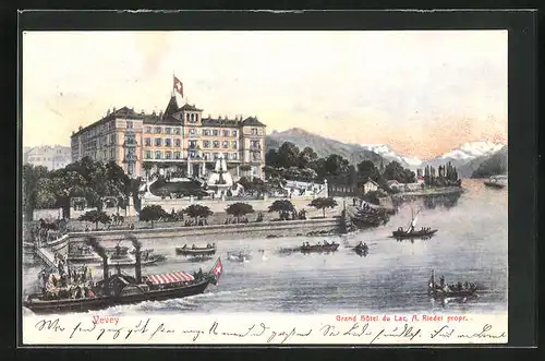 AK Vevey, Grand Hotel du Lac, A. Riedel propr