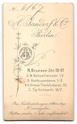 Fotografie A. Jandorf & Co., Berlin, Bellealliancestr. 1 /2, Portrait Mädchen im weissen Kleid mit Pferd auf Rollen