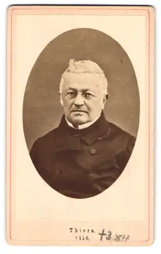 Fotografie unbekannter Fotograf und Ort, Portrait Adolphe Thiers, erster Staatspräsident der Dritten Republik Frankreich