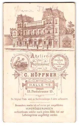 Fotografie C. Höpfner, Halle a. S., Ansicht Halle a. S., Ateliersgebäude von Aussen