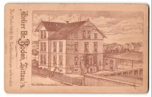 Fotografie Br. Boden, Zittau i. S., Ansicht Zittau, Ateliersgebäude des Fotografen