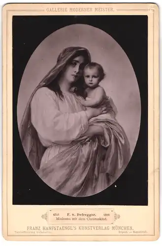 Fotografie Franz Hanfstaengl, München, Gemälde: Madonna mit dem Christuskind, nach F. v. Defregger