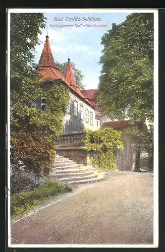 AK Teplitz Schönau / Teplice, Kollostuktürmchen im Schlossgarten