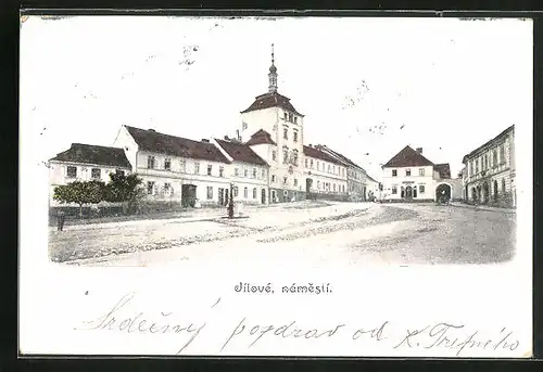 AK Jilové, Námesti, Marktplatz mit Rathaus