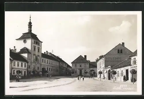 AK Jilové, Námesti, Rathaus am Marktplatz, Hostinec Hostinske pokoje