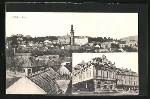 AK Lissa / Lysa, Zámek, Schloss, Kirche im Stadtbild