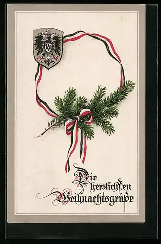 AK Kriegsweihnachtsgruss mit Schleife und Wappen