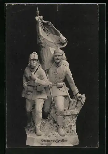 AK Statue von Soldaten des Zweibundes