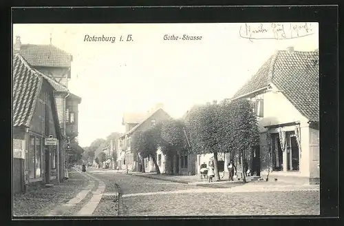 AK Rotenburg i. H., Goethe-Strasse mit Handlung