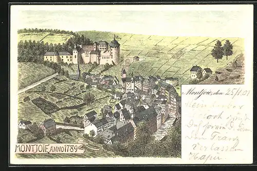 Lithographie Montjoie, Ortsansicht anno 1789