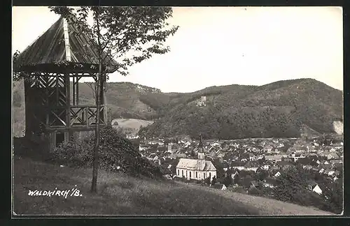 AK Waldkirch i. B., Pavillon gegen Kirche