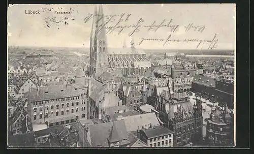 AK Lübeck, Panorama mit Zentrum