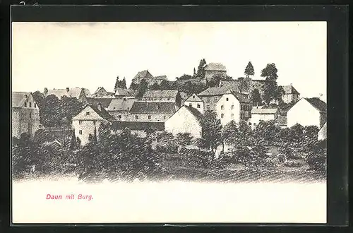 AK Daun /Eifel, Blick auf Ort mit Burg